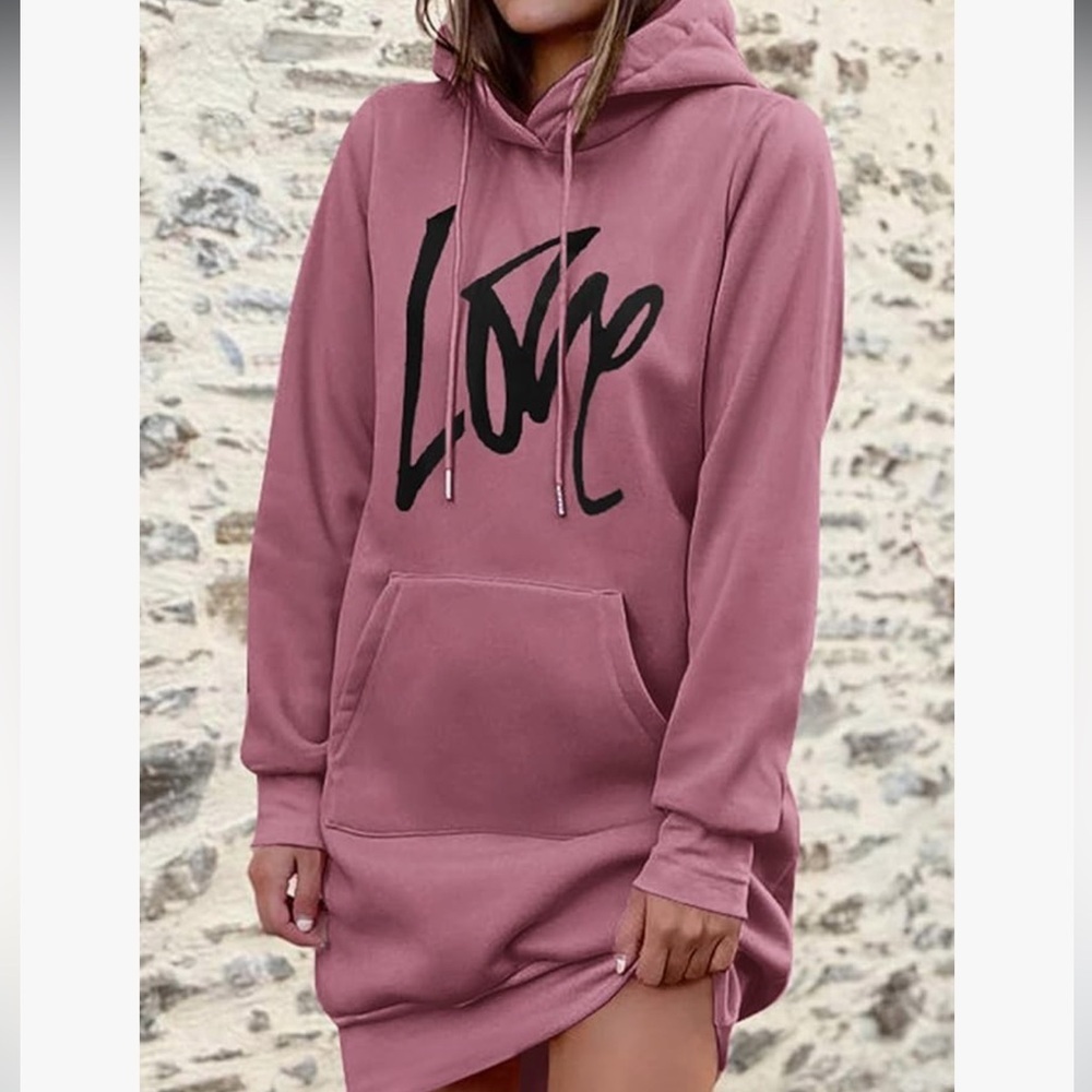 PRETTYGARDEN Womens Hooded Sweatshirt Dress Long Sleeve Pullover Hoodie Size XL - Picture 3 of 16